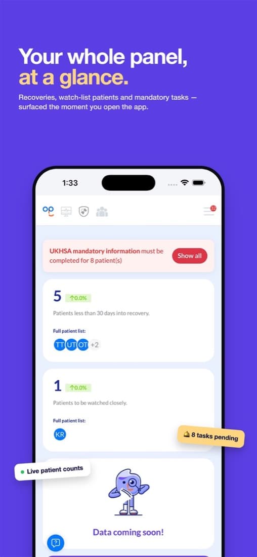Tela de acesso do app PO Clinician