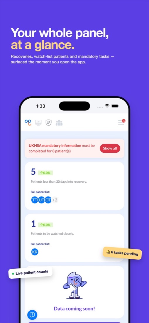 Tela do app PO Clinician